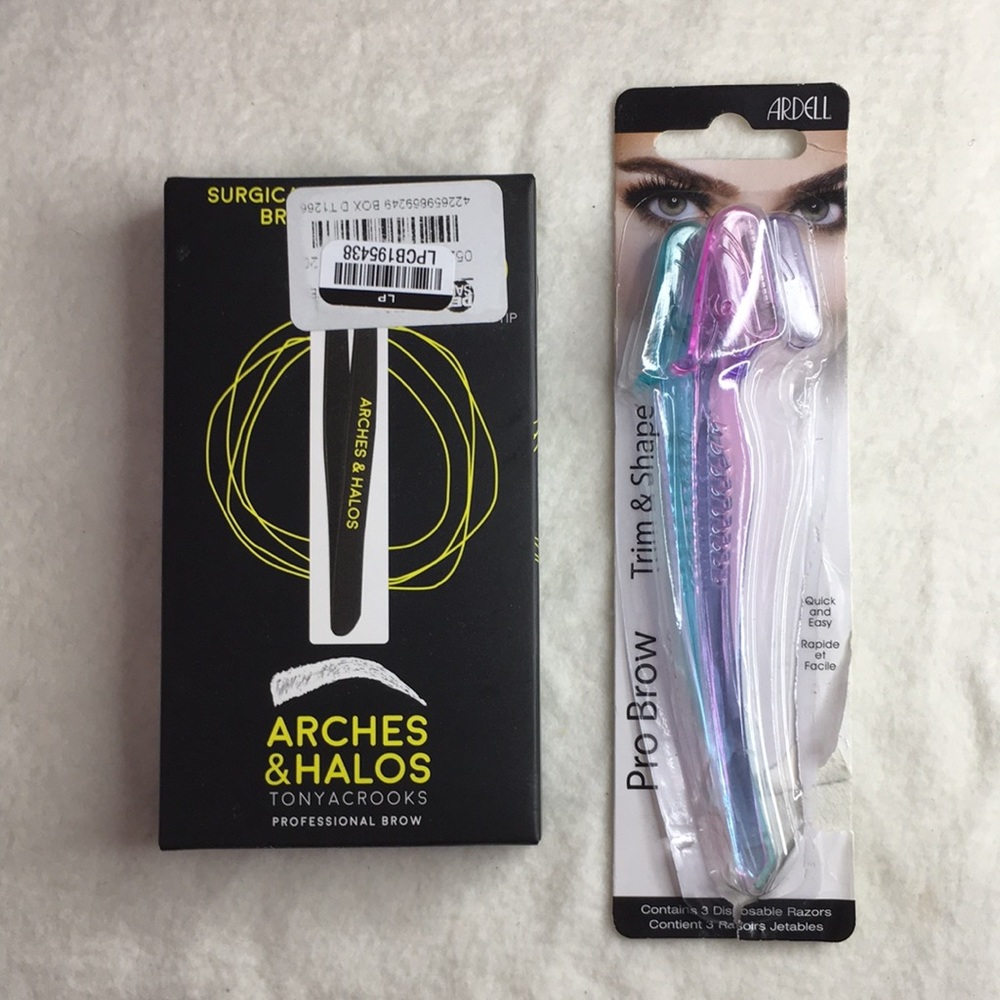 New Bundle Of 2 Arches & Halos Brow Tweezers & Ardell 3pk Trim & Shape